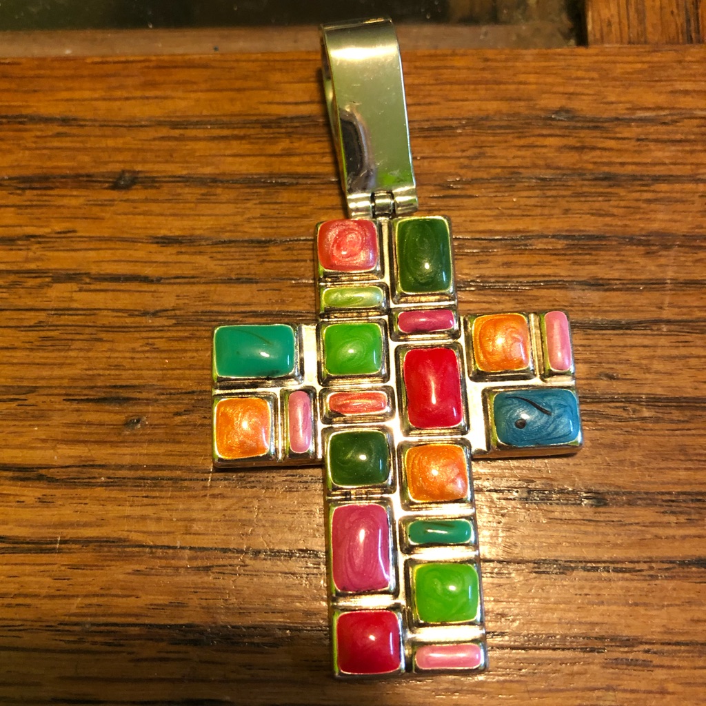 Vintage Colorful Cross Pendant 35$